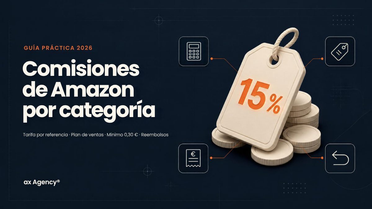 Comisiones de Amazon para vendedores 2026: etiqueta de precio con la tarifa por referencia del 15 % sobre monedas